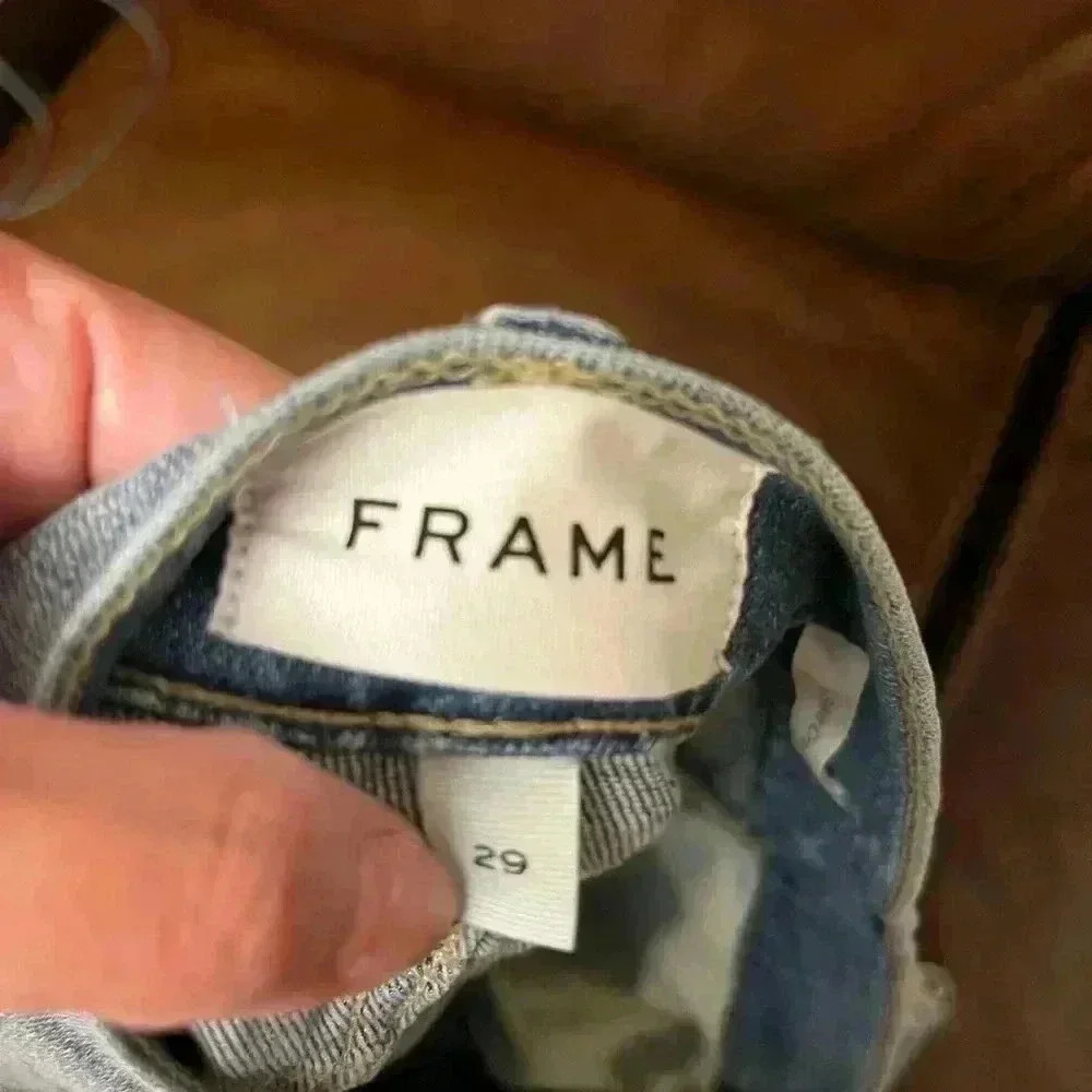 NWT FRAME Denim Sylvie cropped distressed mid-rise straight-leg jeans 29 - Picture 11 of 11